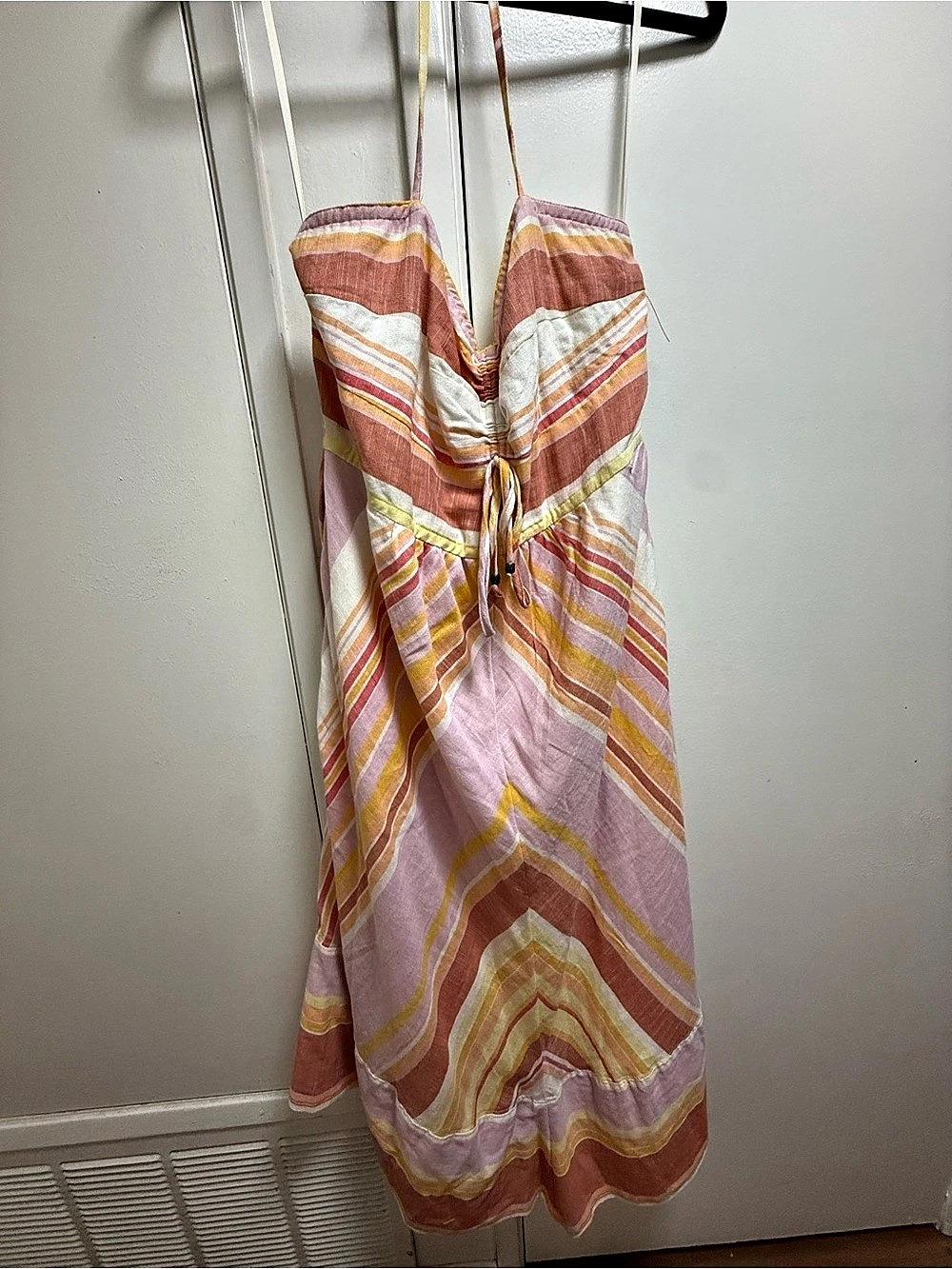 Anthropologie Geometric Mini Dress in Pink & Orange Size L Like New